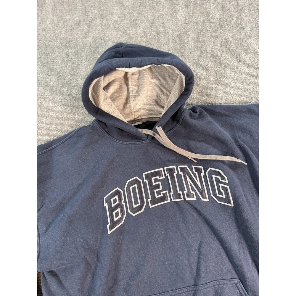 Boeing Hoodie Sweatshirt Mens‎ XL Navy Blue Pullover Kangaroo Pocket Graphic